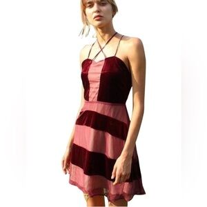 Anthropologie Foxiedox Dante Wine Lush Velvet Gauze Halter Dress Style WA560DR